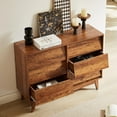 thumbnail image 2 of 6 Drawer Dresser,Vintage Bevel Design Double Dresser,Chest of Drawers for Living Room,Hallway,Brown, 2 of 6