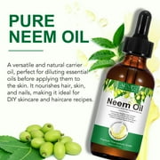 ALIVER Neem Oil, 100% Pure & Natural, Unrefined & Hexane Free, Virgin Cold Pressed Neem Oil, Skin Care & Hair Care, Good for Dry Skin to Moisturize, 2.02 Fl Oz