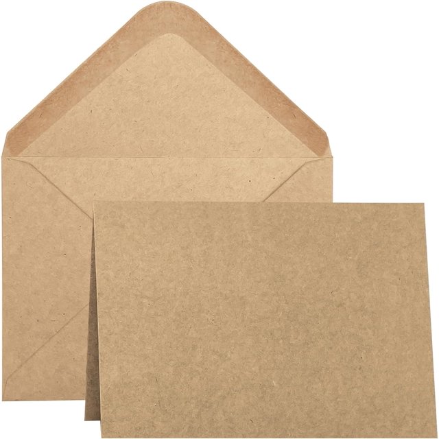 Blank Cards and Envelopes 5x7 inches, 50 Pack Brown Blank Note Cards Greeting Card and Envelope Set, Folded Cardstock with Envelopes for DIY Greeting Card, Thank You Card, Invitations