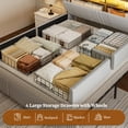 thumbnail image 6 of ARICOEASY California King Size Bed Frame with Bookcase Headboard & 2 Drawers Cal King Upholstered Platform Bed with LED Lights & Charging Station, Light Grey, 6 of 9