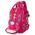 thumbnail image 3 of Wrangler Aztec Travel Backpack Baby Bag for Women with Stroller Strap and Side Bottle Pockets Organized Diaper Bag, Hot Pink, 3 of 8