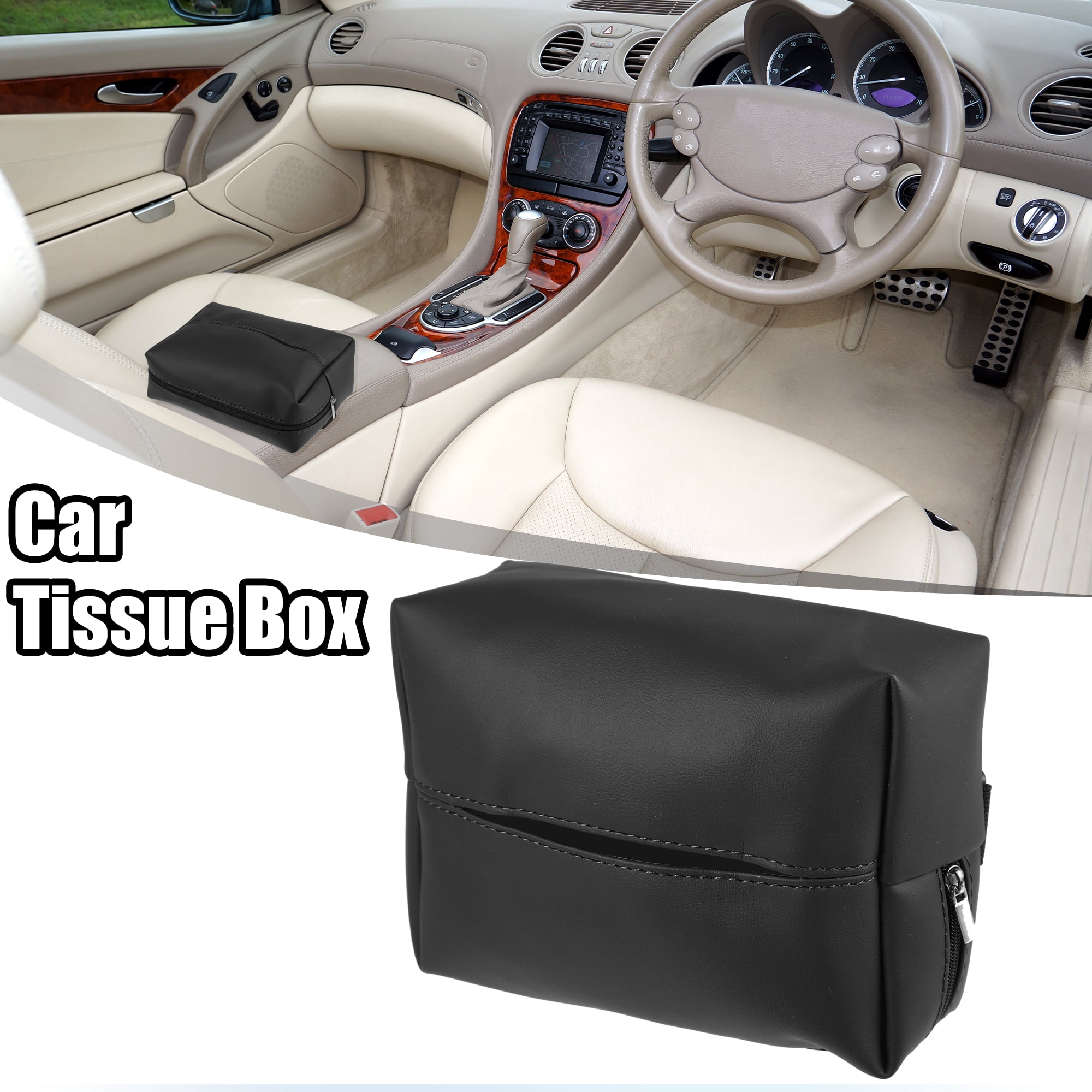Unique Bargains Car Armrest Back Seat Universal Tissue Holder Car Accessories Black