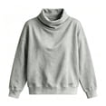 thumbnail image 4 of Women Cowl Neck Turtleneck Knit Pullover Sweater, Soft Thick Long Sleeve Loose Drop‑Shoulder Sweatshirt, Casual Daily Tops for Fall Winter, 4 of 6