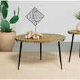thumbnail image 2 of Pemberly Row Round Solid Wood Coffee Table in Natural and Black, 2 of 6