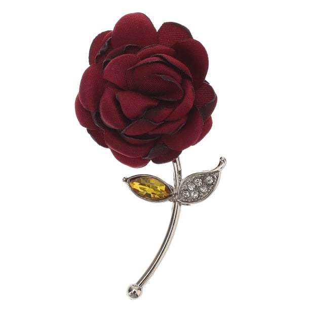 Broche de rosa, broche de flores con diamantes de imitación, broches para mujer, joyería, broche floral