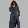 thumbnail image 5 of LangJing Mens Plush Hooded Robes Full Length Fleece Hooded Bathrobe Thick Warm Cozy Bath Shower Robe Absorbent Quick Dry Outdoor Dark Gray,S, 5 of 6