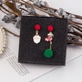 thumbnail image 3 of BNNG Vintage Christmas Earrings Christmas Stocking Earrings Christmas Asymmetrical Earrings Santa Claus Tree Snowman Elk Bell Stud Earrings Chritmas Glamour Earrings, 3 of 3