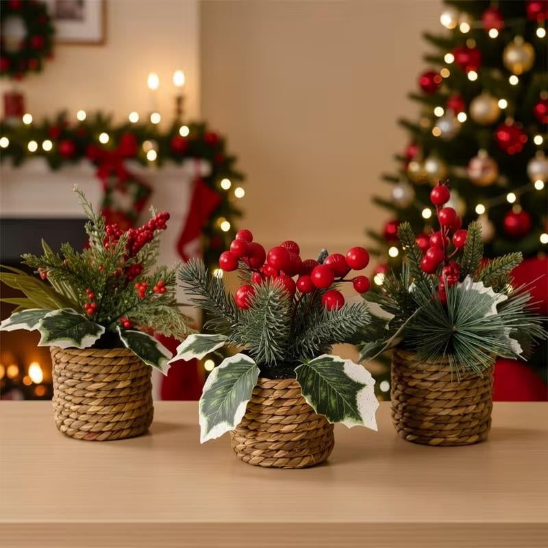 Set of 3 Mixed Style Decorative Potted Plants for Home Festive Party Indoor Courtyard Decor
