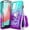 Aqua/Purple, variant on Nagebee Case for Samsung Galaxy A32 5G with Tempered Glass Screen Protector (Full Coverage), Sparkle Glitter Liquid Bling Diamond [Ring Holder & Wrist Strap] Women Girls Cute Case (Pink/Aqua)