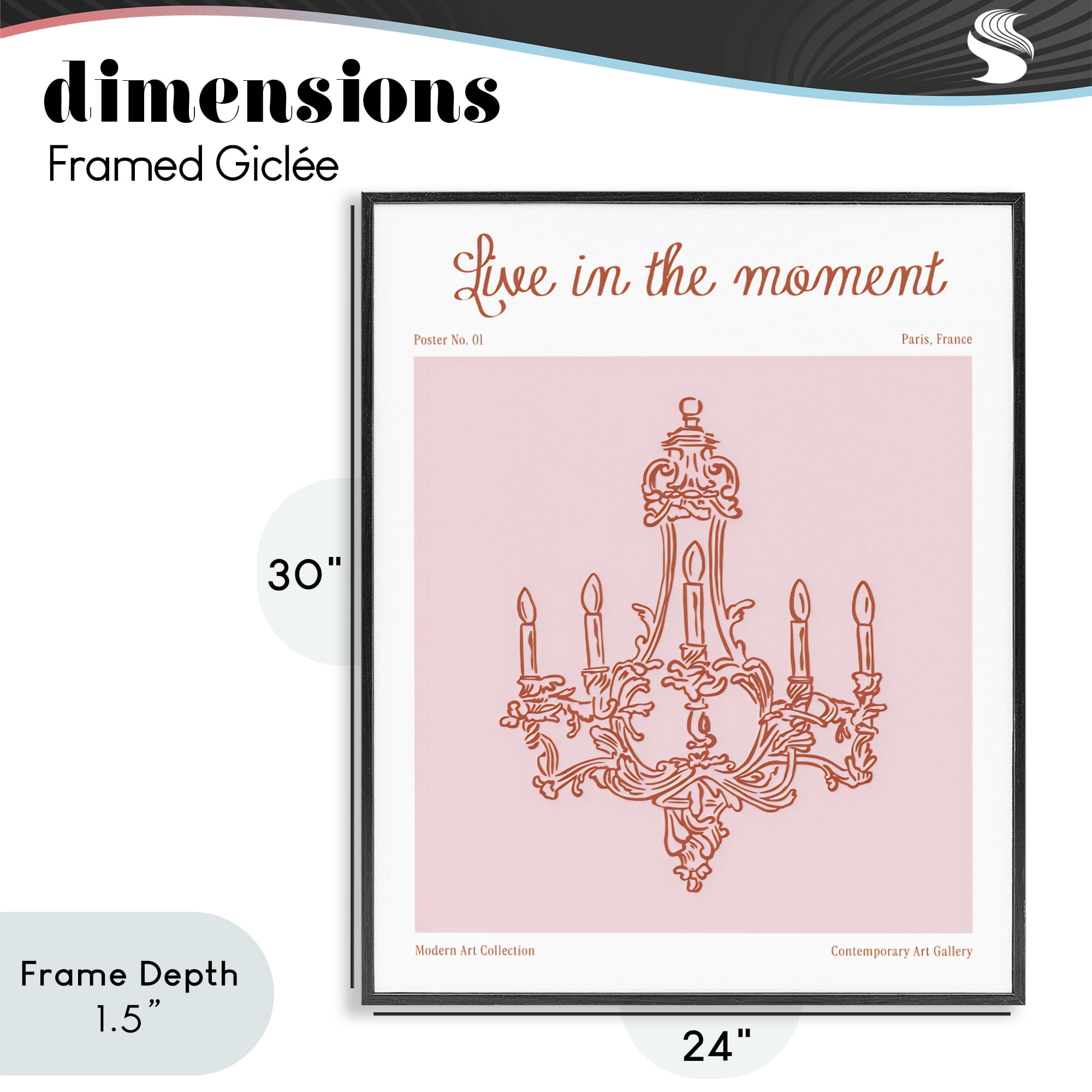 Stupell Industries Live In The Moment Chandelier Black Framed Giclee Art, design by The Prints Vibe