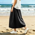 thumbnail image 6 of Cmfcve Long Gauze Skirts for Women Ankle-Length Cotton Linen A-Line Skirt Elastic Drawstring Waist Oversized Maxi Skirt, 6 of 8