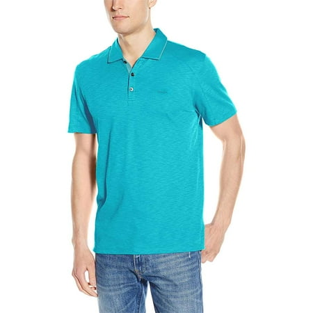 Calvin Klein Men's Slub Interlock Solid Polo, Algiers Blue,XL - US