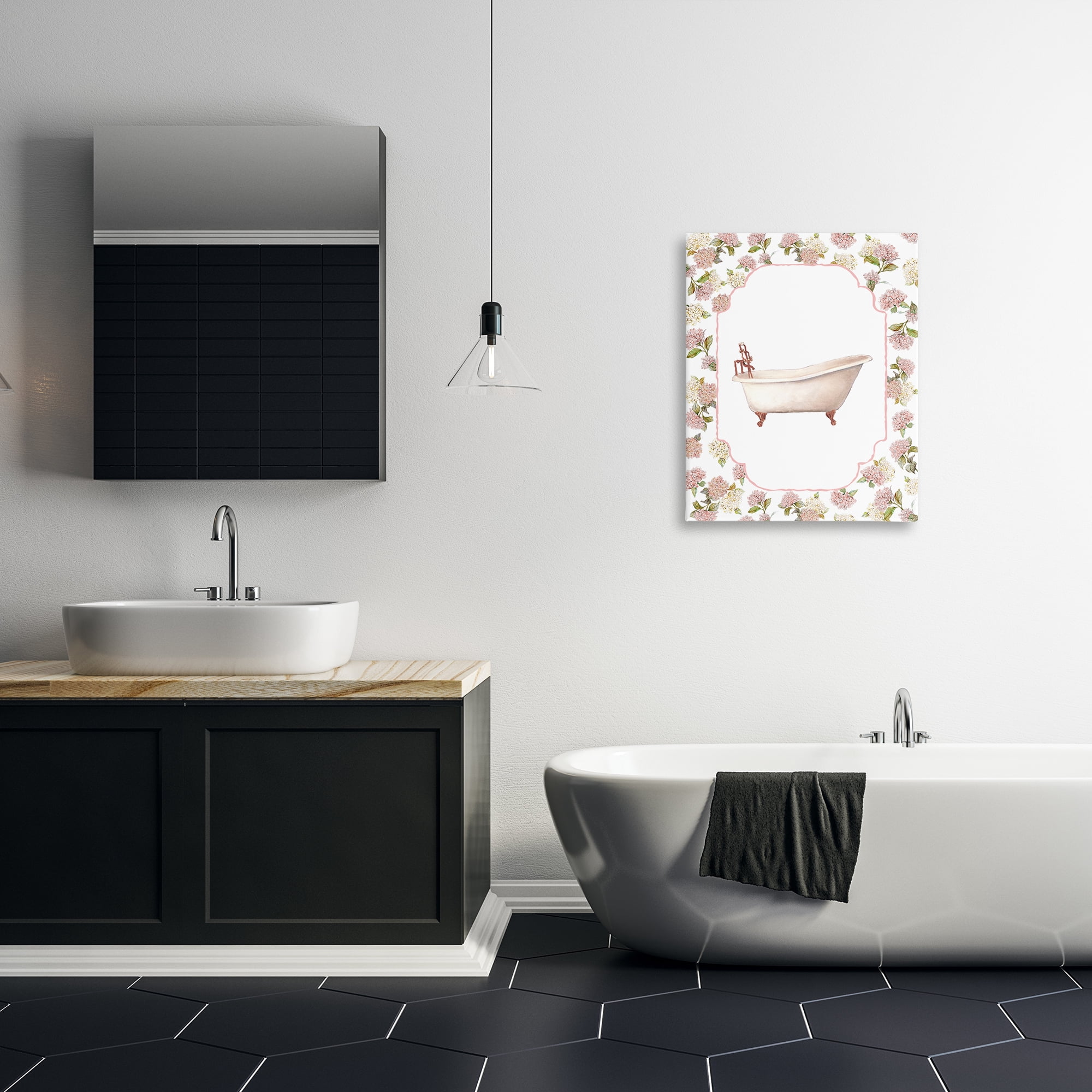 Stupell Industries Elegant Hydrangeas Bathtub Canvas Wall Art, design by Carol Robinson