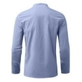 thumbnail image 4 of IROINNID On Sale Mens Pullover Shirts Long Sleeve Cotton Linen Shirt Pullover Stand-up Collar Solid Beach T-Shirt,Light Blue, 4 of 4