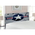 thumbnail image 2 of Airplane Headboard, Star on Round Circle with Stripes with Grunge Effect Backdrop Aircraft, Upholstered Decorative Metal Bed Headboard with Memory Foam, Full Size, Red Grey, by Ambesonne, 2 of 4