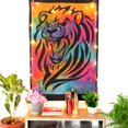 thumbnail image 2 of Multicolor Hippie Hamsa Poster Printed Multi-Styles Boho Indian Tie Dye Tapestry Wall Hanging Hippie Animal Printed Cotton Poster Wall Decor, 2 of 4