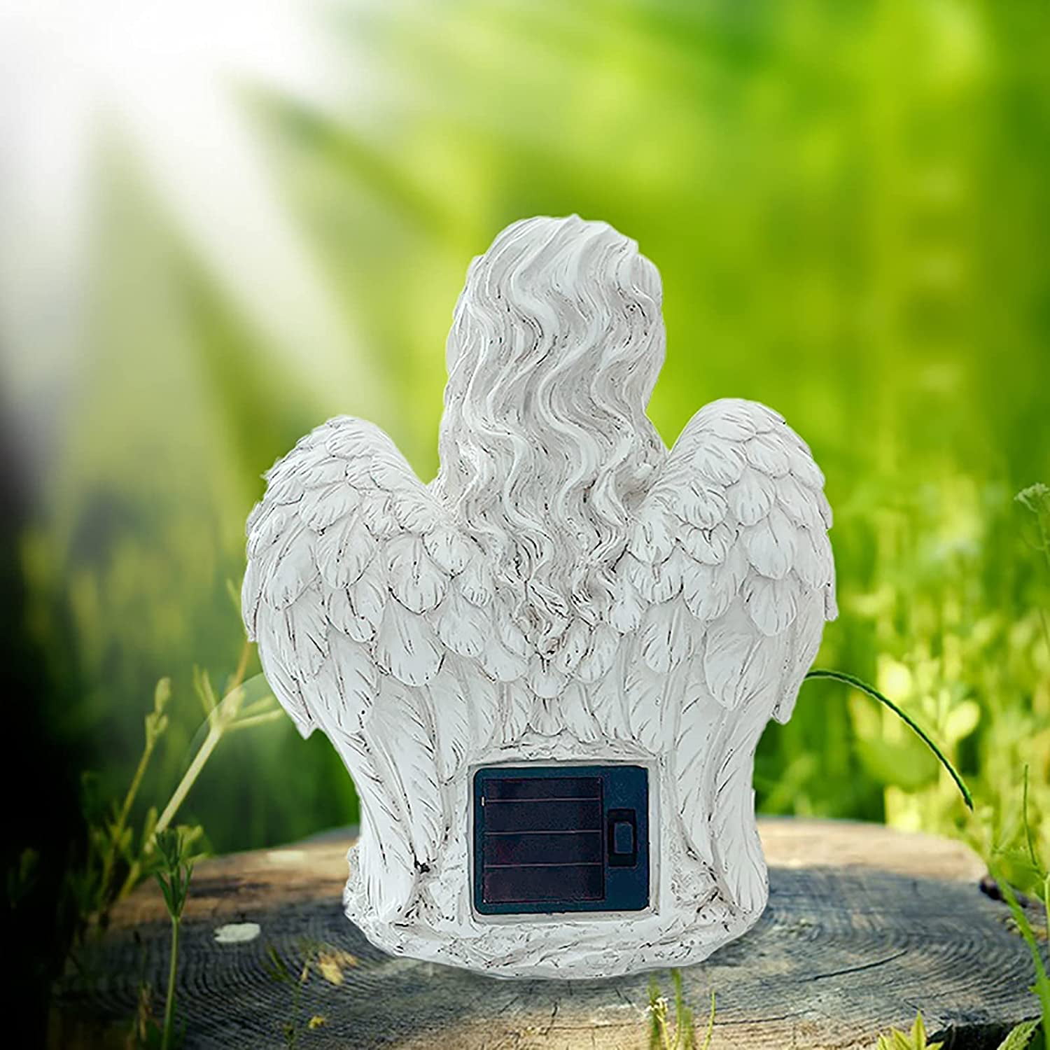 SAYDY Statue d'ange féerique avec lumière solaire, statue de jardin ange  gardien-garçon figurines en résine ornement décoration d'ange pour mémorial  de cimetière de pelouse, garçon