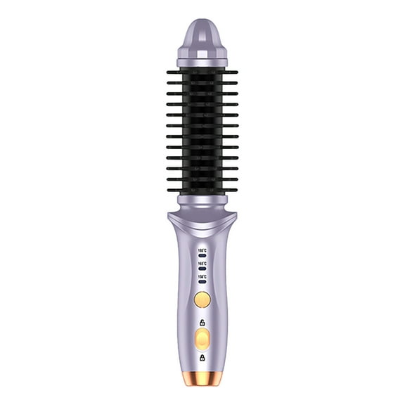 FSTDelivery Cordless Hair Curling Iron Brush, Mini Travel Hot Straightener Comb, 3-in-1 Portable Wave Curling Wand, 1.5 inch Ionic Heated Brush, USB Rechargeable Hair Curler for Women, Purple