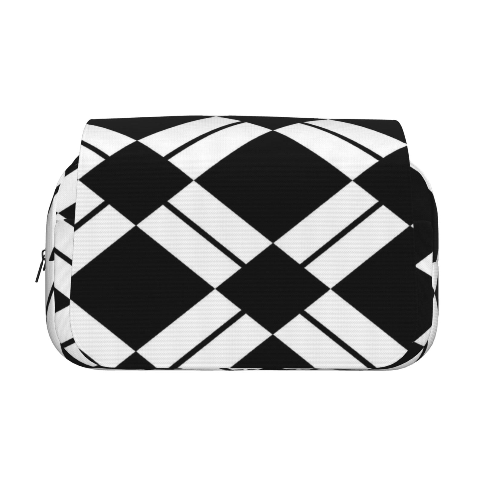 Large-Capacity Flip-Top Double-Layer Pencil Case, Multi-Functional Pocket Pen Case, Durable Stationery Organizer White And Black Checkered Pattern