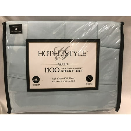 Hotel Style1100 Thread Count Teal Cloud Queen Bedding Sheet Set by Hotel Style