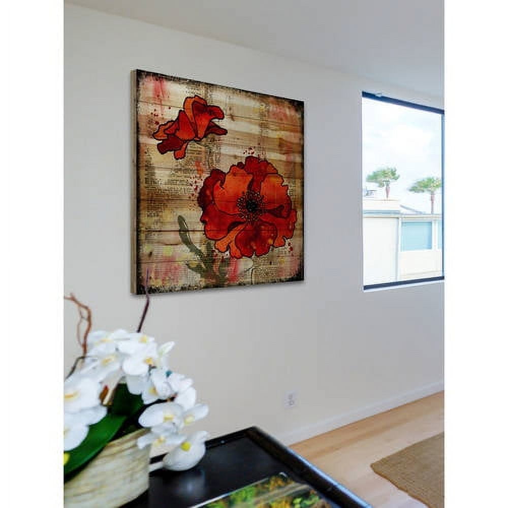Marmont Hill "Dark Red Poppies" by Vicki Butler Painting Print on Natural Pine Wood