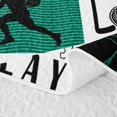 thumbnail image 5 of Manfei Boys Sport Bed Spread Queen, Football Checkered Queen Coverlet Set, Navy Green, Black Reversible 3pcs, 1 Quilt and 2 Pillowcases, 5 of 7