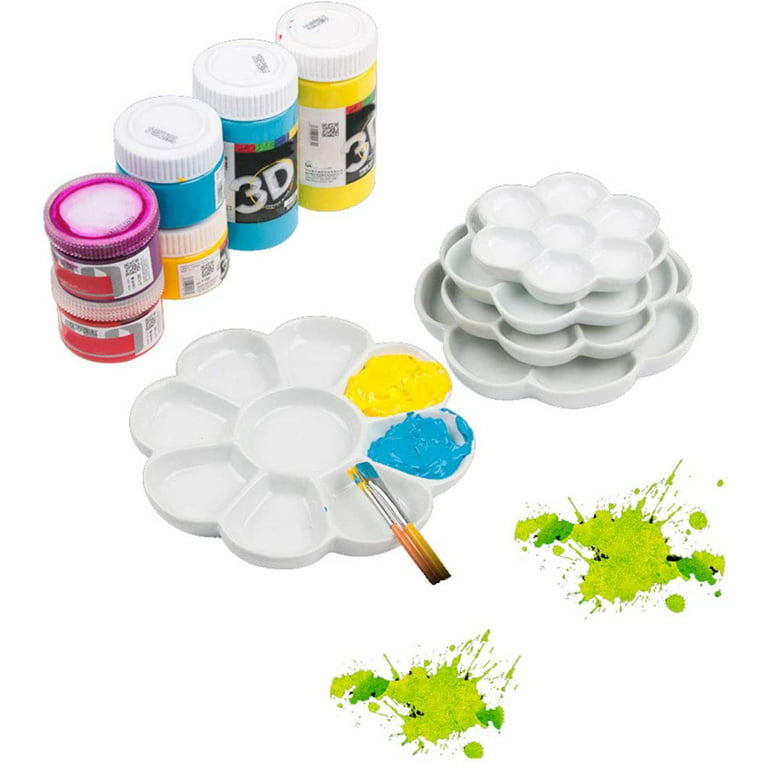  EXCEART 1 Set 10pcs Palette Ink Plate Enamel Paint Watercolor  Water Container Watercolor Mixing Palette Vinegar Dish Round Cake Pans  Study Stationery Paint Tray Ceramics Plastic Student