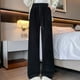 thumbnail image 4 of LLYwey Fleece Lined Leggings Women Deals Clearance Plush and Thickened Ladies Solid Color Wide Leg Pants Loose Casual Sanitary Pants Straight Tube Plus Size Long Pants New Winter Pants Black L, 4 of 6