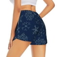 thumbnail image 3 of Sigee Snowflake Dark Blue for Women's Athletic Shorts High Waisted Running Shorts Pocket Sporty Short Gym Elastic Workout ShortsLarge, 3 of 9