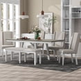 thumbnail image 2 of 6 Piece Extendable Dining Table Set, Atumon Wood Dining Room Set for 6, Dining Table Set with 4 Beige Cushioned Chairs and Bench, Farmhouse Dining Table Set Furniture for Kitchen Dining Room, Black, 2 of 10