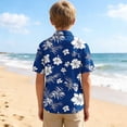 thumbnail image 7 of qucoqpe Kids Hawaiian Shirt Short Sleeve Tropical Floral Beach Vacation Summer Short Sleeve Collared Button Pocketed Down Boys and Girls Shirts Trendy Casual Thin Comfy Tops for Teens, 7 of 7