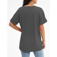 thumbnail image 2 of Womens V-Neck Shirts with Front Pocket Decoration Short Sleeve Solid Casual Loose Fit Trendy T-Shirt, 2 of 5