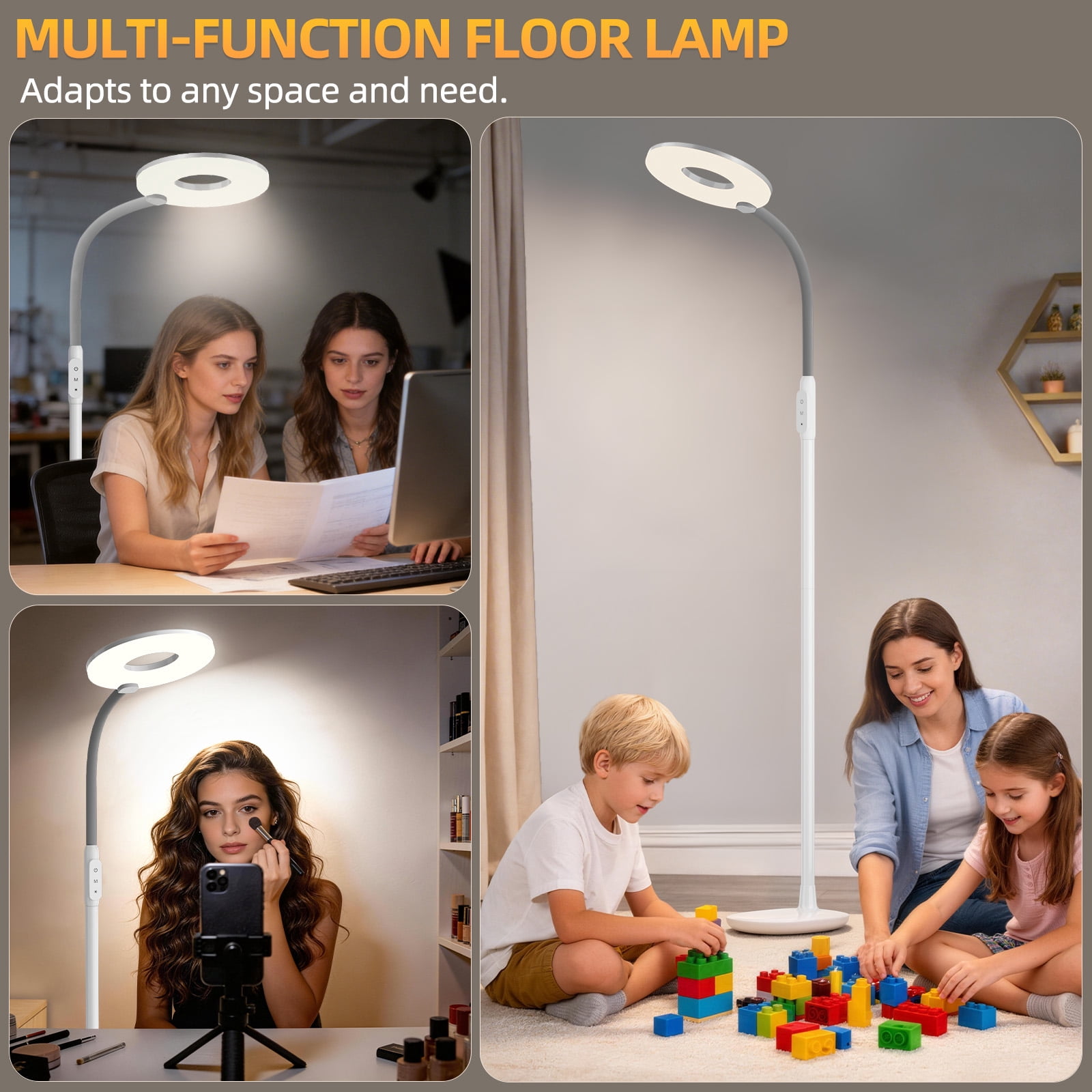 NATYSWAN Floor Lamps for Living Room,Super Bright Torchiere with Touch Control,70in Dimmable Gooseneck Tall Standing Lamp for Corner, Living Room, Bedroom, Reading, Office