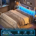 thumbnail image 4 of EnHomee King Size Metal Bed Frame with Vintage Headboard & Footboard Metal Platform Bed Frame King with LED Lights Bed Frame with Charge Station & Storage, Noise Free, White, 4 of 6