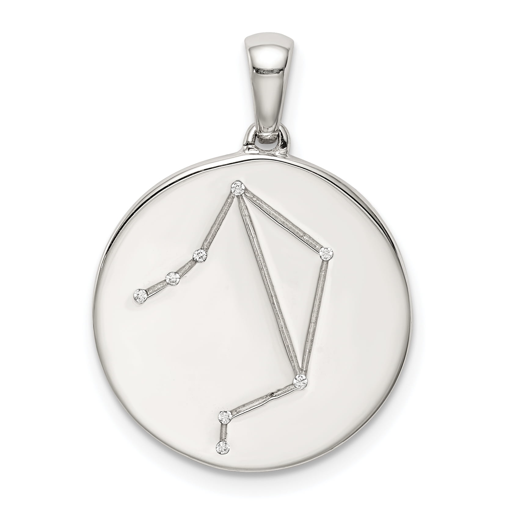 Simply Starz Sterling Silver Rhodium-plated & CZ Libra Zodiac Pendant