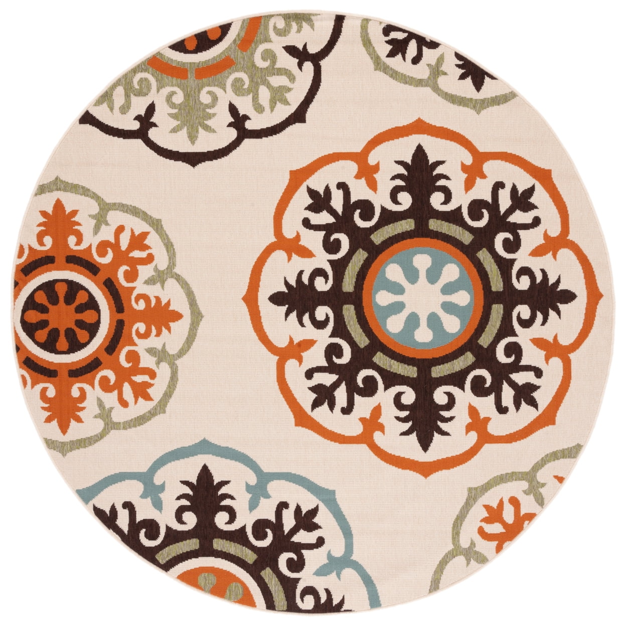 SAFAVIEH Veranda Maras Floral Indoor/Outdoor Runner Rug, Cream/Terracotta, 2'3" x 8'