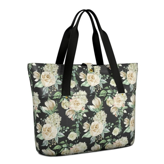 Tote Bag for Women - Pioneer Flower Shoulder Bag - Large Utility Work Duffle Bag with Zipper Handbag for Travel, Work, Sprots