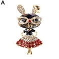 thumbnail image 4 of Rhinestone Crystal Bunny Pin Miss Rabbit Brooch with Dress and Glasses, Cute Animal Enamel Pin Corsage Scarf Clips Easter G6D7, 4 of 5