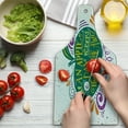 thumbnail image 3 of Saying Cutting Board, Inspirational Apple Print for Motivation Clean Eating Diet Fresh and Healthy, Decorative Tempered Glass Cutting and Serving Board, Wine Bottle Shape, Green Purple, by Ambesonne, 3 of 5