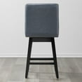 thumbnail image 5 of CHITA 26 inch Upholstered Swivel Fabric Counter Bar Stools with Back & Wood Legs Set of 3,Faux Leather in Navy Blue, 5 of 8