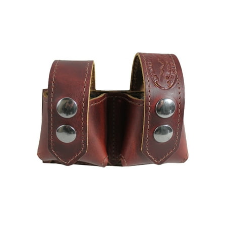 Barsony Burgundy Leather Revolver Double Speed Loader Pouch for 6-7 shot