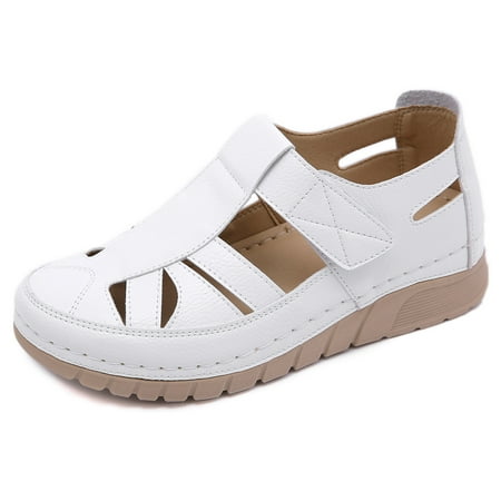 

Hvyesh Clearance Sandals for Women Closed Toe Sandals for Women Casual Summer Hollow Out Vintage Wedge Sandal Gladiator Outdoor Shoes