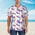 thumbnail image 2 of Pofeuu Orchids Flowers Print Hawaiian Shirt for Men Sleeves Casual Button Down Summer Beach Dress Shirts T-Shirts,X-Large, 2 of 7