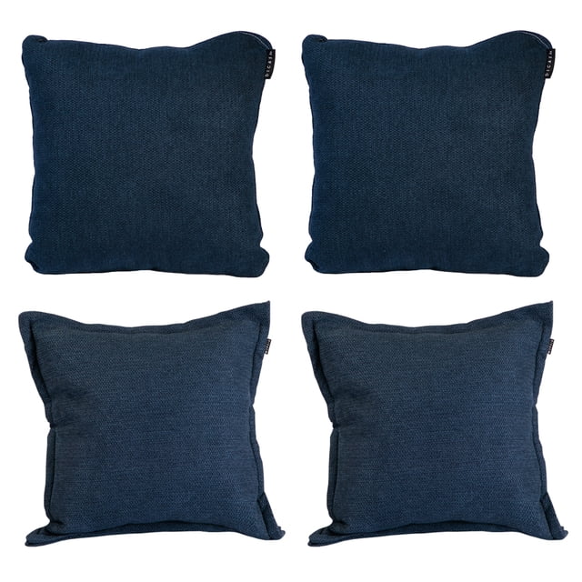 Set de 4 Cojines Decorativos (2 Cuadrados + 2 Cuadrados Grandes) Rivo Azul
