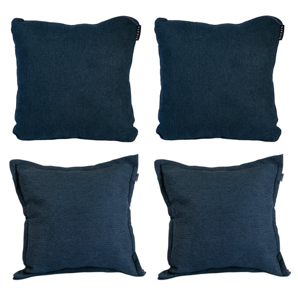 Set de 4 Cojines Decorativos (2 Cuadrados + 2 Cuadrados Grandes) Rivo Azul