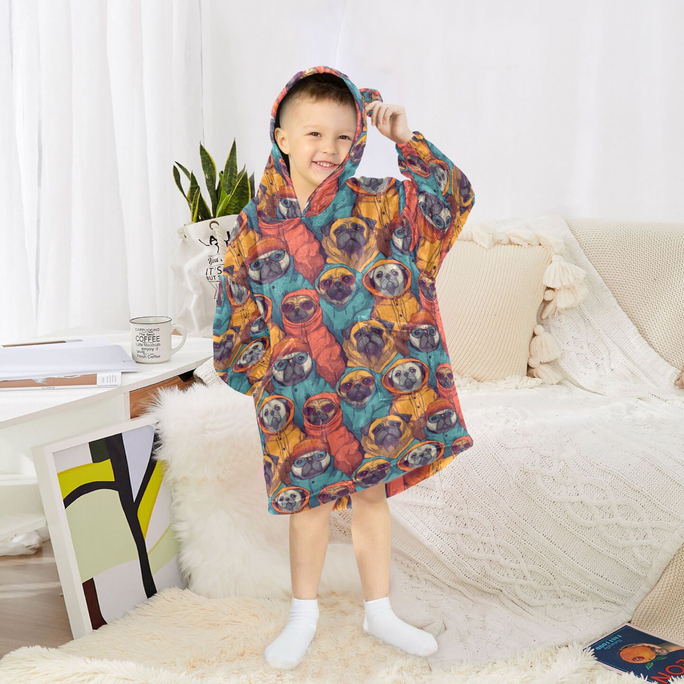joogoo Blanket Hoodie for Trendy Pug and Bulldog Oversize Sweatshirt 3-14 YR L