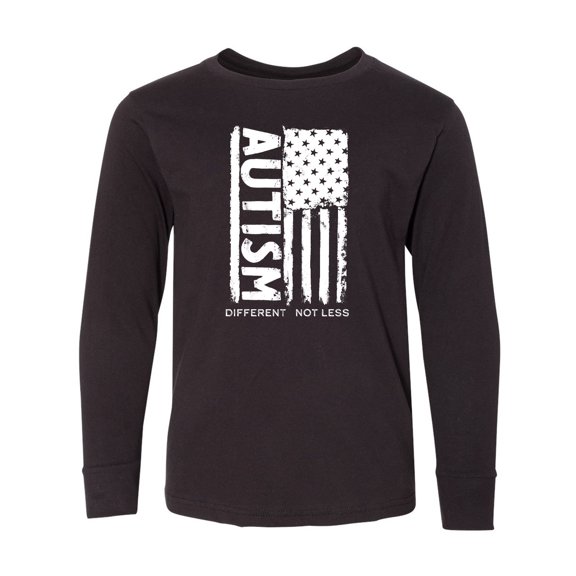 Inktastic Autism American Flag Different not Less Long Sleeve Youth T-Shirt