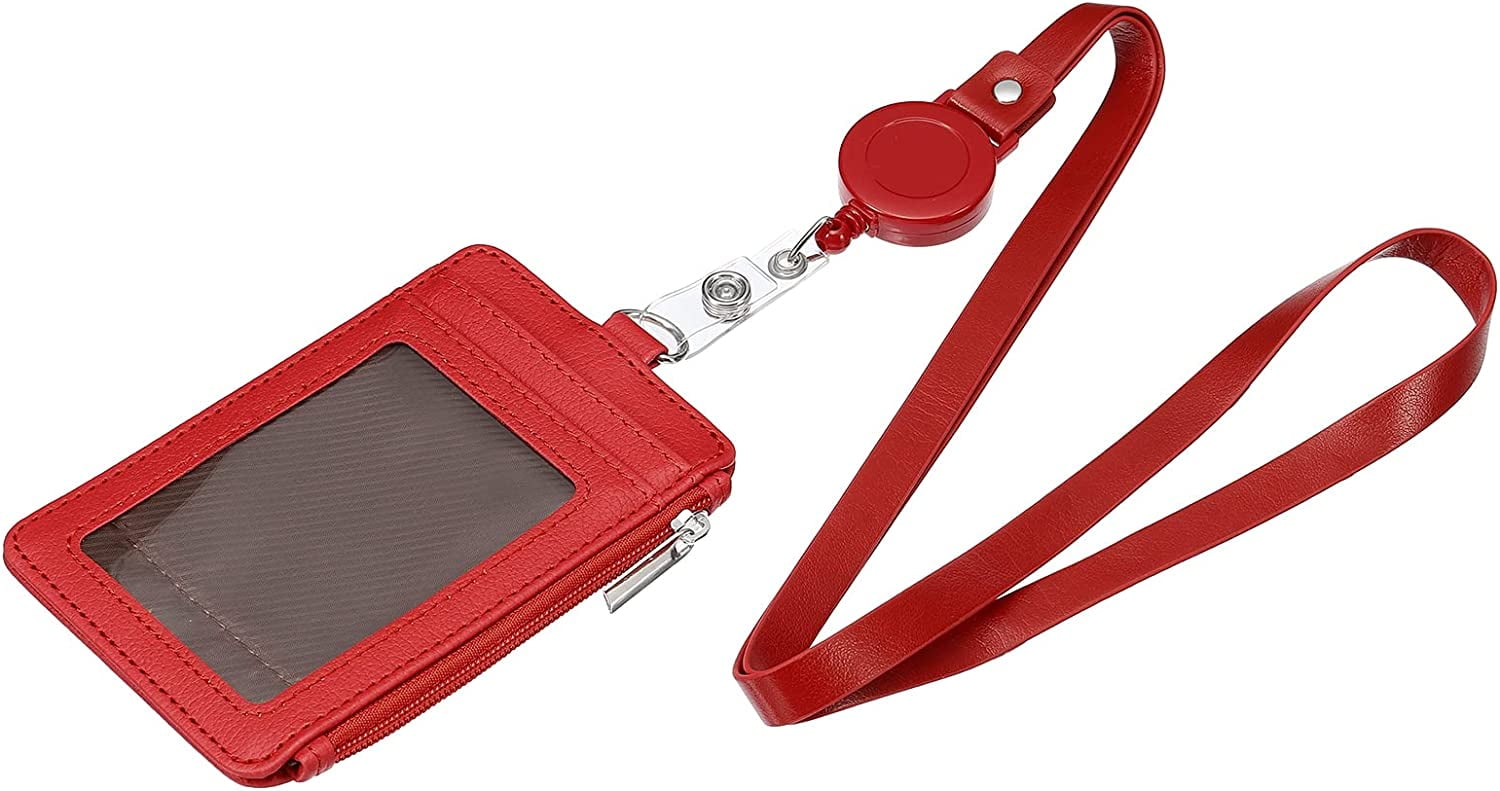 ID Badge Holder With Detachable Lanyard - Clear Window & Patchwork ABS Design