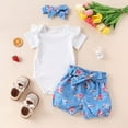 thumbnail image 2 of Girl Outfits Casual Playwear Short Sleeve Romper With Shorts Breathable Daily Wear Preemie Clothes Girl Blue, 2 of 7