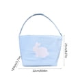 thumbnail image 3 of Bunny Hand Bag Bunny Easter Basket Gingham Easter Bucket Bag for Easter Egg Hunts Party Favor Decorations, Blue, 3 of 6